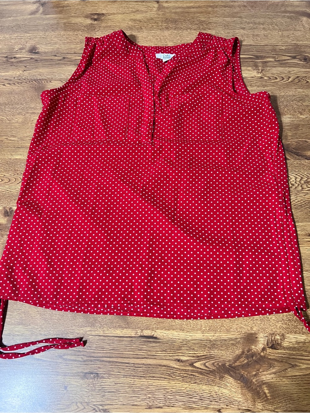 Croft & Barrow Red Polka Dot Sleeveless Top